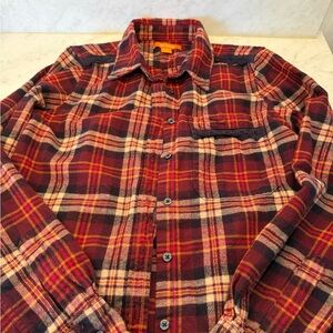 Like New Joe Fresh Women’s Red Plaid Flannel Button Down Shirt Size Small